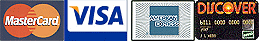 We accept MasterCard, Visa, American Express, and Discover